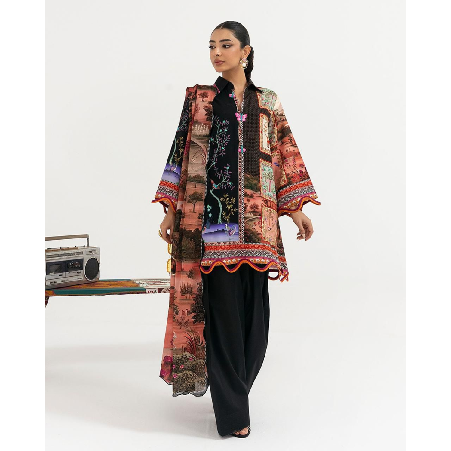 Most demanding Printed 2 Pcs with Farshi shalwar