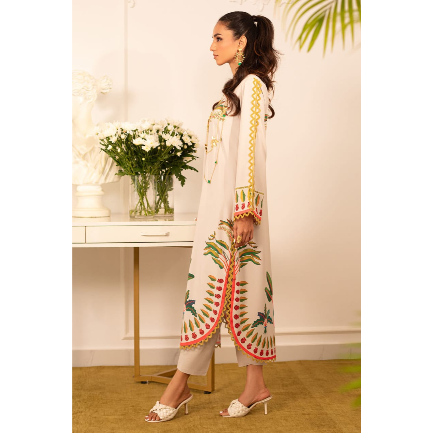 NEW PALM TREE FRONT AND BACK PRINTED SHIRT AND FLAPPER 2 PIECE